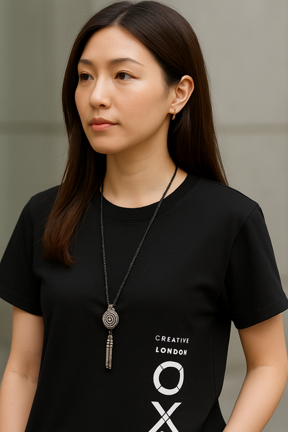 Attitude Start Of Fashion Women’s Black OXO Graphic Printed T-Shirt – Casual Streetwear Tee