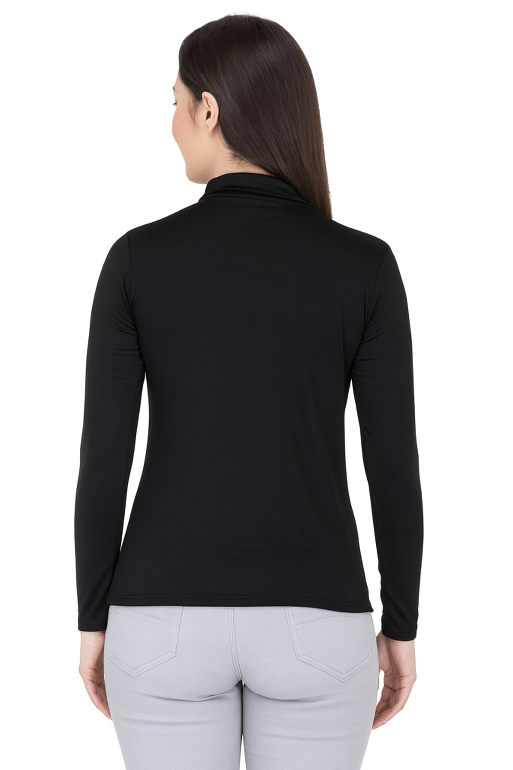 Women’s Black Printed Full-Sleeve Polo T-Shirt,