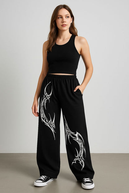 Attitude Girl's Regular Fit Printed Baggy Lower