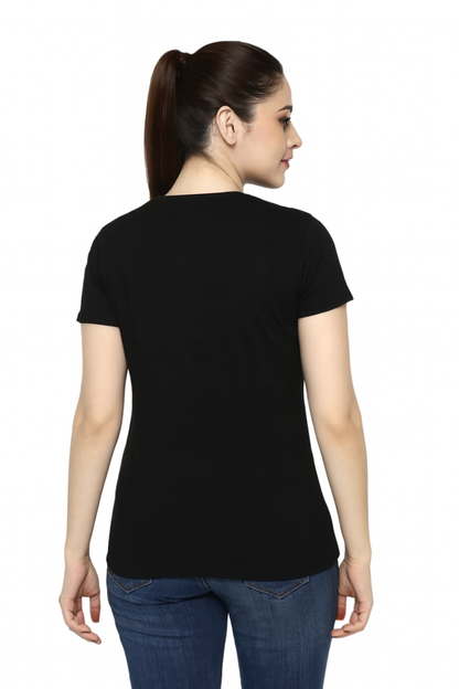 Attitude Start Of Fashion Women’s Black Printed Cross T-Shirt – Soft Cotton Casual Tee
