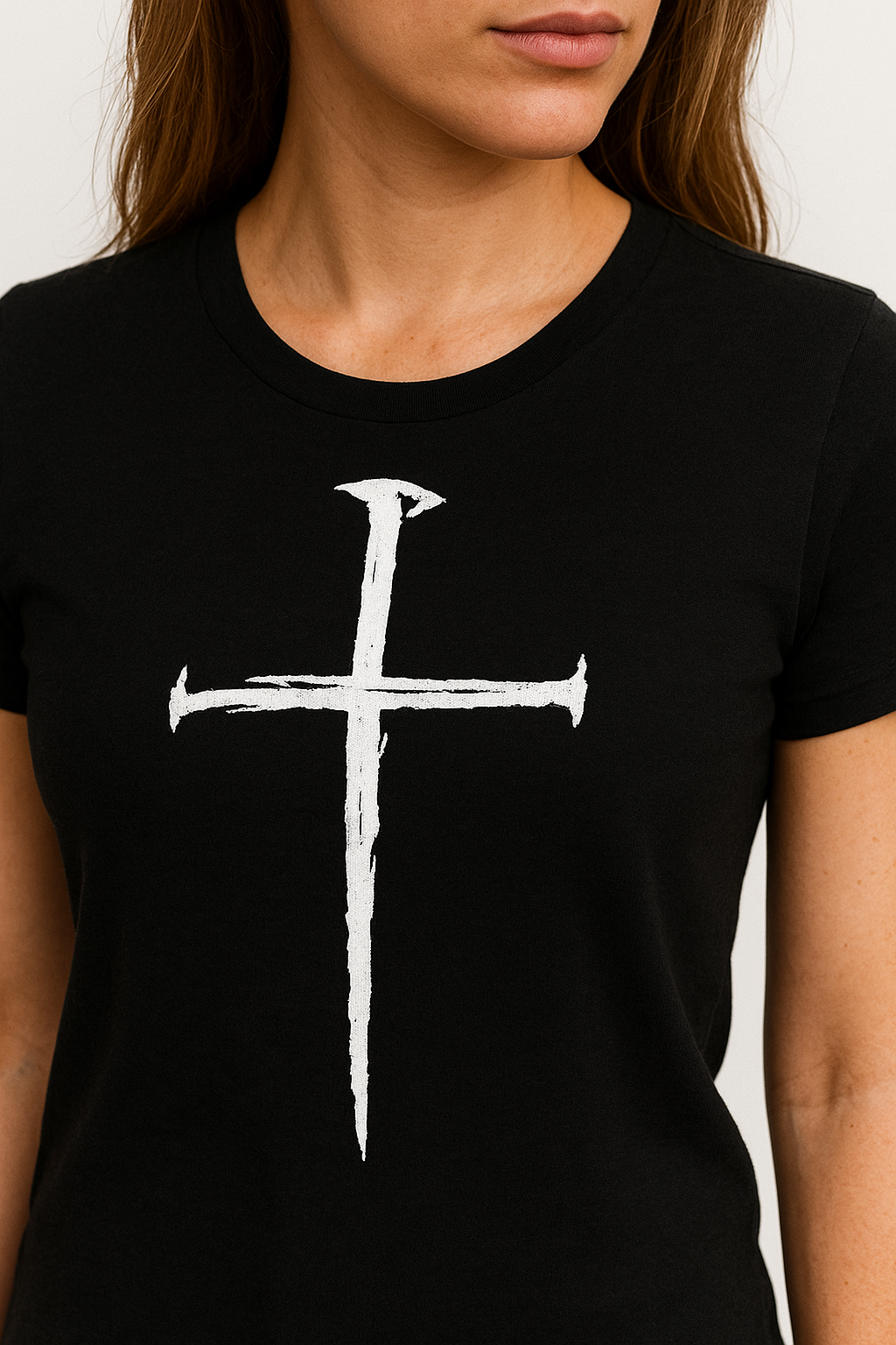 Attitude Start Of Fashion Women’s Black Printed Cross T-Shirt – Soft Cotton Casual Tee