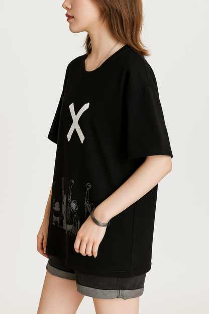 Attitude Start Of Fashion Black Graphic Printed T-Shirt,