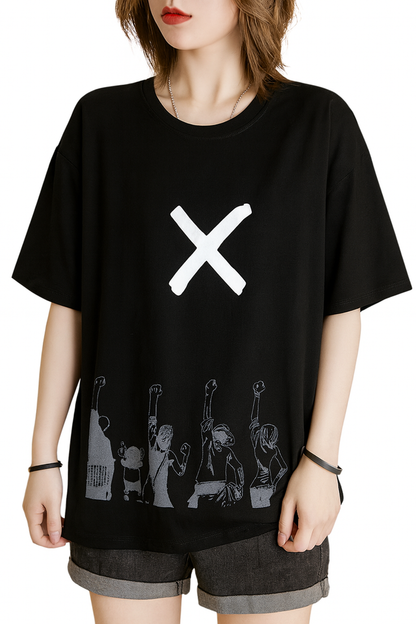 Attitude Start Of Fashion Black Graphic Printed T-Shirt,