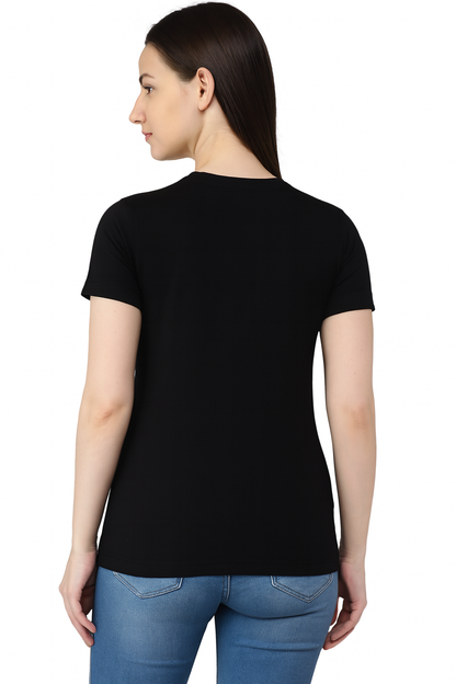 Girl Black Printed Tshirt