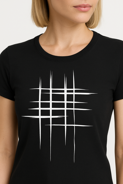 Girl Black Printed Tshirt