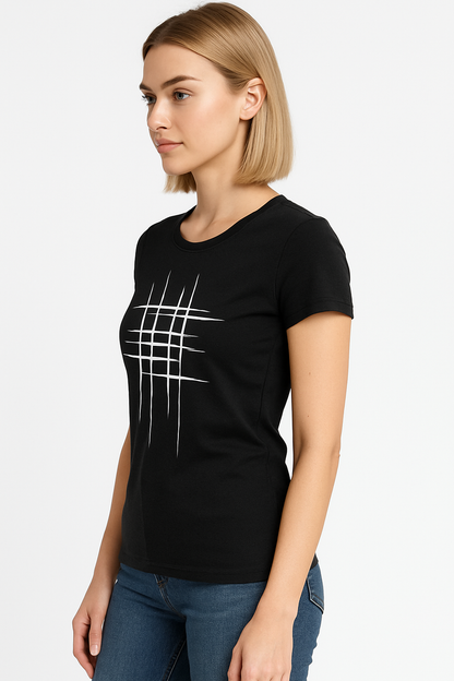 Girl Black Printed Tshirt