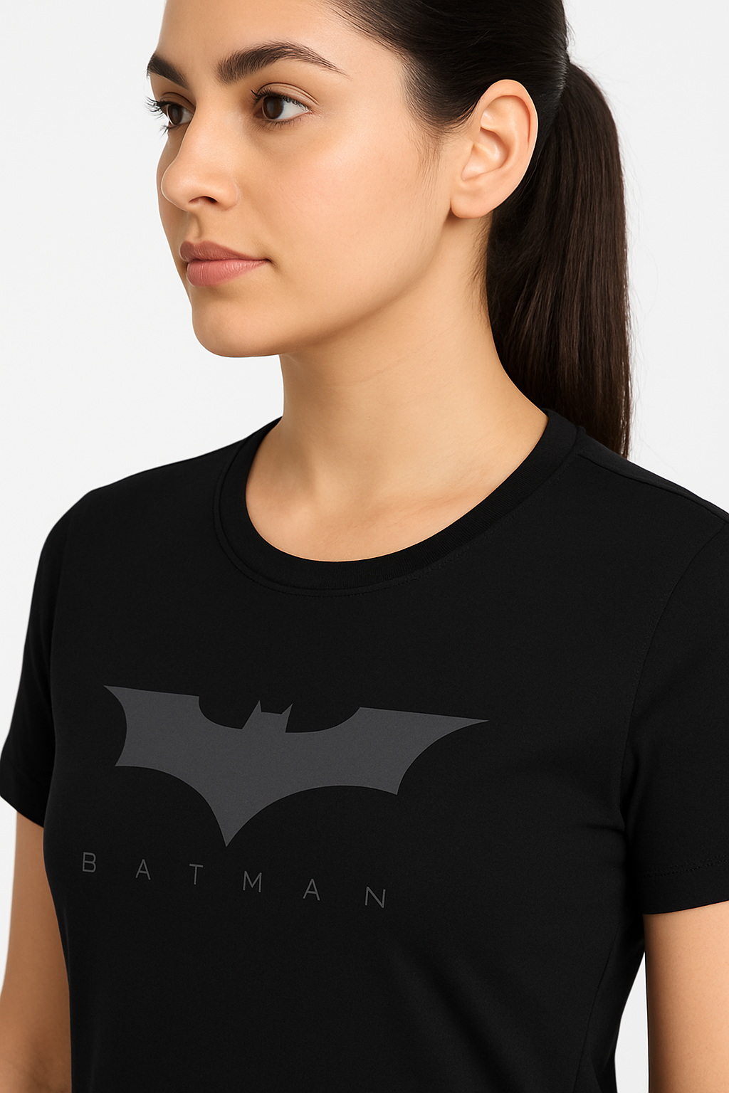Attitude Start Of Fashion women's black Batman graphic T-shirt for women