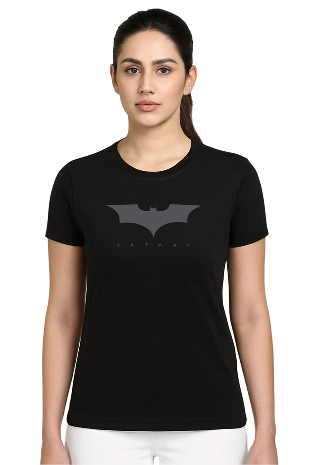 Attitude Start Of Fashion women's black Batman graphic T-shirt for women