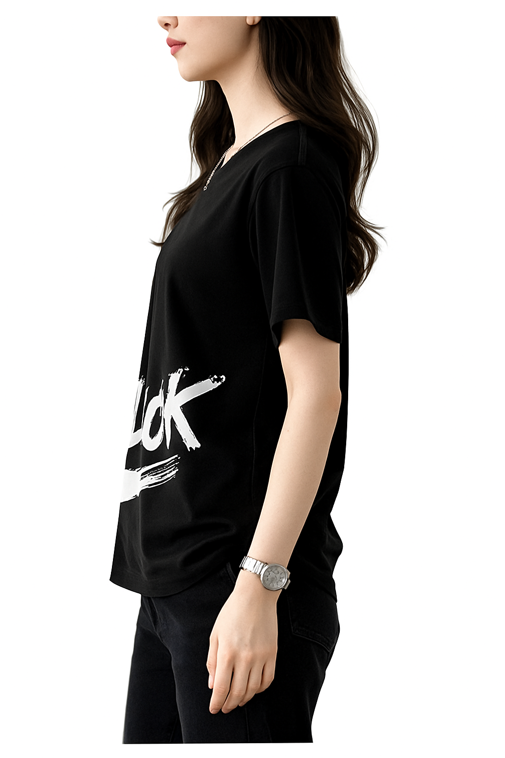 Attitude Start Of Fashion women's Black Look graphic Printed T-shirt