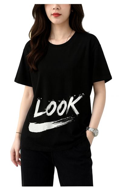 Attitude Start Of Fashion women's Black Look graphic Printed T-shirt