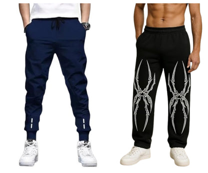 Attitude Combo Men's Regular Fit Printed Lower– Cotton Blend Joggers with Elastic Waistband & Pockets |