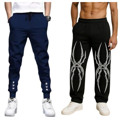Attitude Combo Men's Regular Fit Printed Baggy Lower– Cotton Blend Joggers with Elastic Waistband & Pockets |