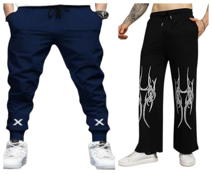 Attitude Combo Men's Regular Fit Printed Lower– Cotton Blend Joggers with Elastic Waistband & Pockets |