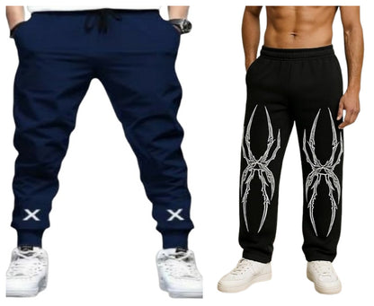 Attitude Combo Men's Regular Fit Printed Lower– Cotton Blend Joggers with Elastic Waistband & Pockets |