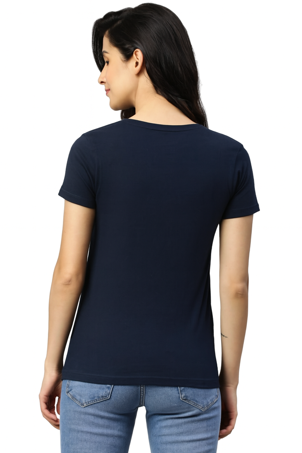 Attitude Start Of Fashion women's Navy blue “ADV” graphic Print T-shirt