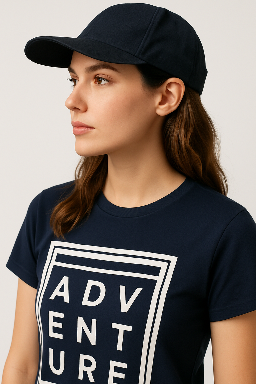 Attitude Start Of Fashion women's Navy blue “ADV” graphic Print T-shirt