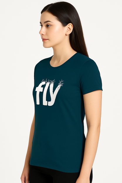 Attitude Start Of Fashion Women’s Blue “fly” Printed T-Shirt