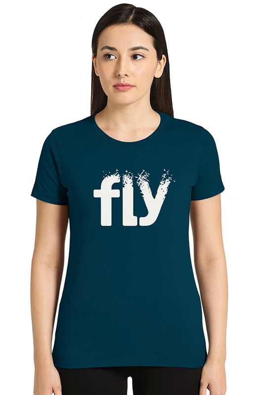 Attitude Start Of Fashion Women’s Blue “fly” Printed T-Shirt