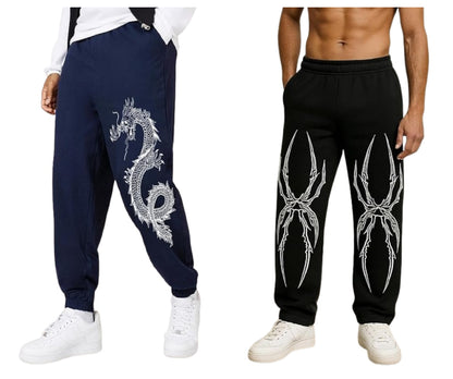 Attitude Men’s Baggy Printed Lower Combo – Stylish Cotton Blend Joggers