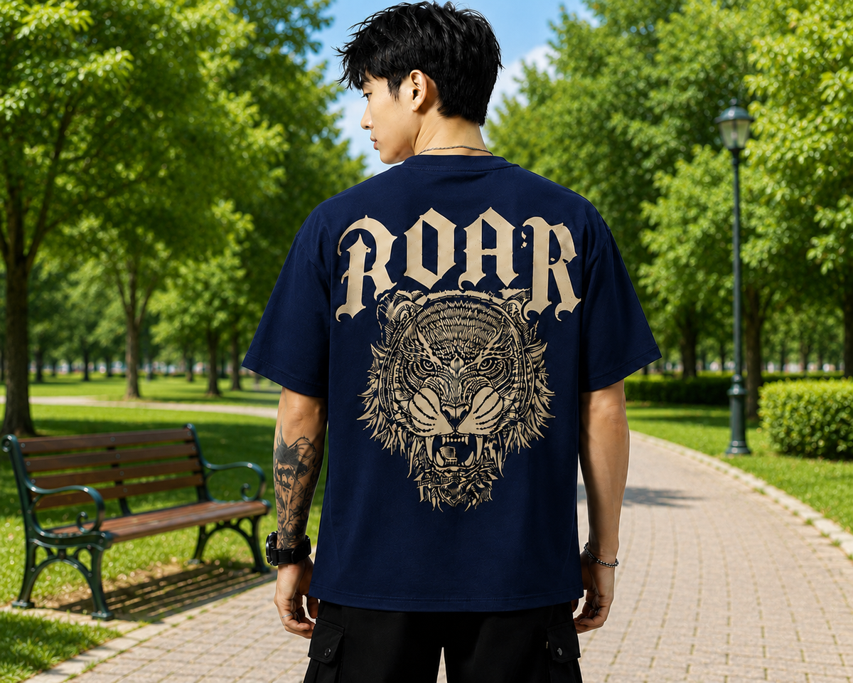 Attitude Men Printed Oversized Fit Cotton T- Shirt