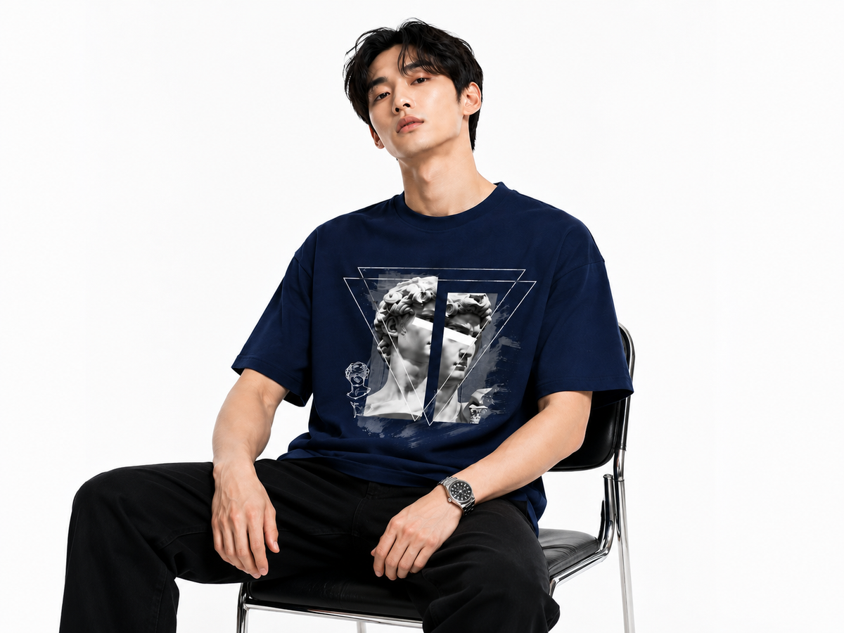 Attitude Men's Oversized Graphic T-Shirt for Men | Soft Cotton | Drop Shoulder Relaxed Fit | Printed Casual Tshirt for Men