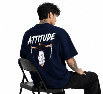 Attitude Oversized Anime Graphic T-Shirt for Men | Cotton Printed Tee Japanese Streetwear Style