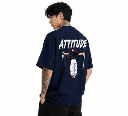 Attitude Oversized Anime Graphic T-Shirt for Men | Cotton Printed Tee Japanese Streetwear Style