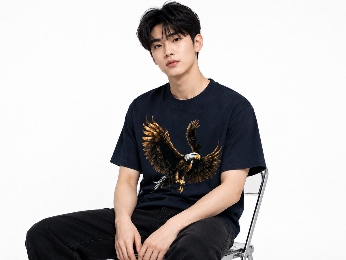 Attitude Eagle Graphic Oversized T-Shirt for Men