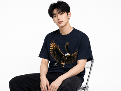 Attitude Eagle Graphic Oversized T-Shirt for Men