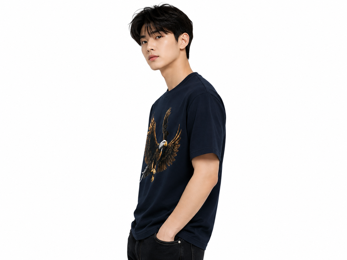 Attitude Eagle Graphic Oversized T-Shirt for Men