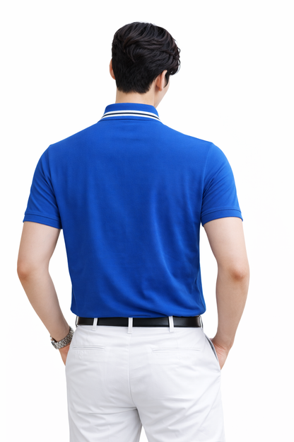 Attitude Start of Fashion Men’s Premium Royal Blue Polo T-Shirt with Contrast Collar & Golfer Logo