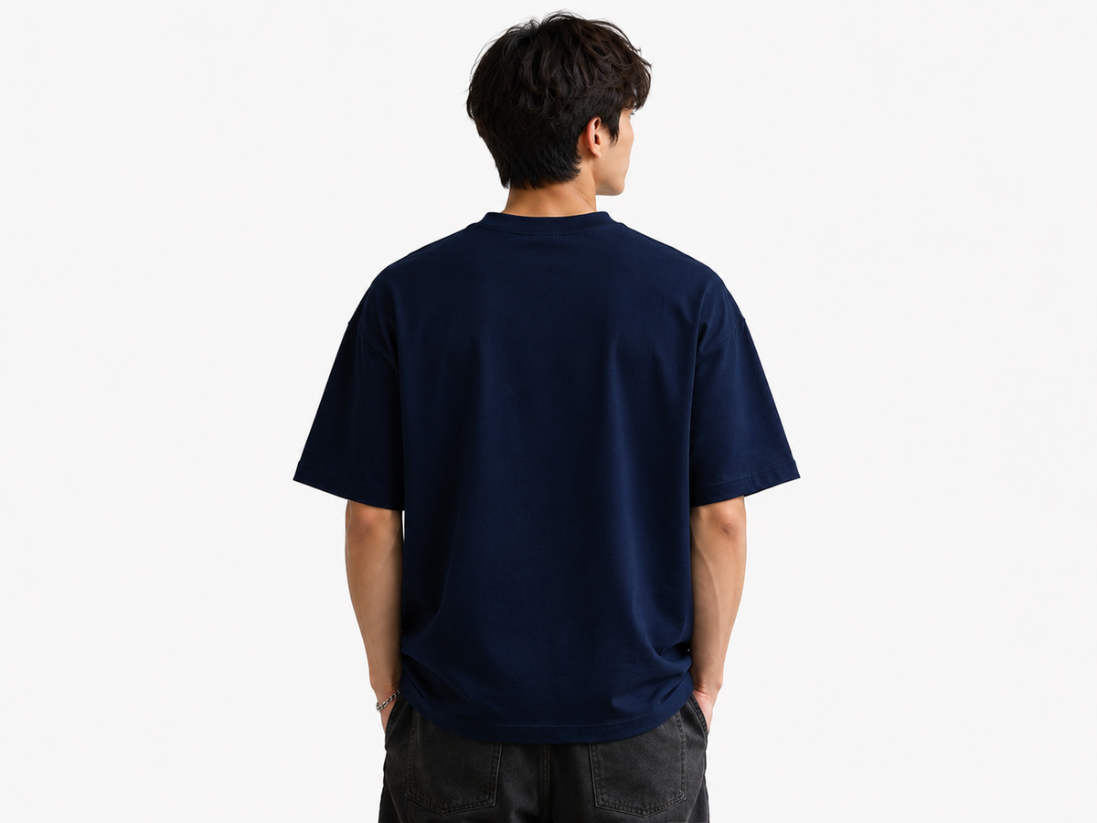 Attitude Men Sun Printed Crew Neck Oversized Fit Cotton T- Shirt