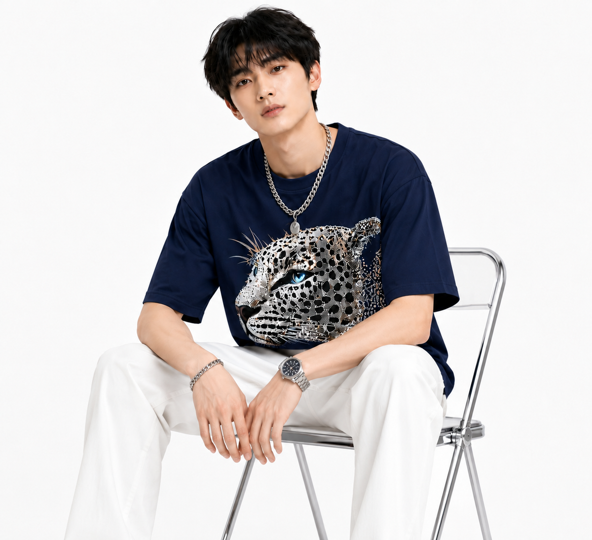 Attitude Men Tiger Warrior Oversized Black Tee | Anime T Shirt | Baggy T Shirt