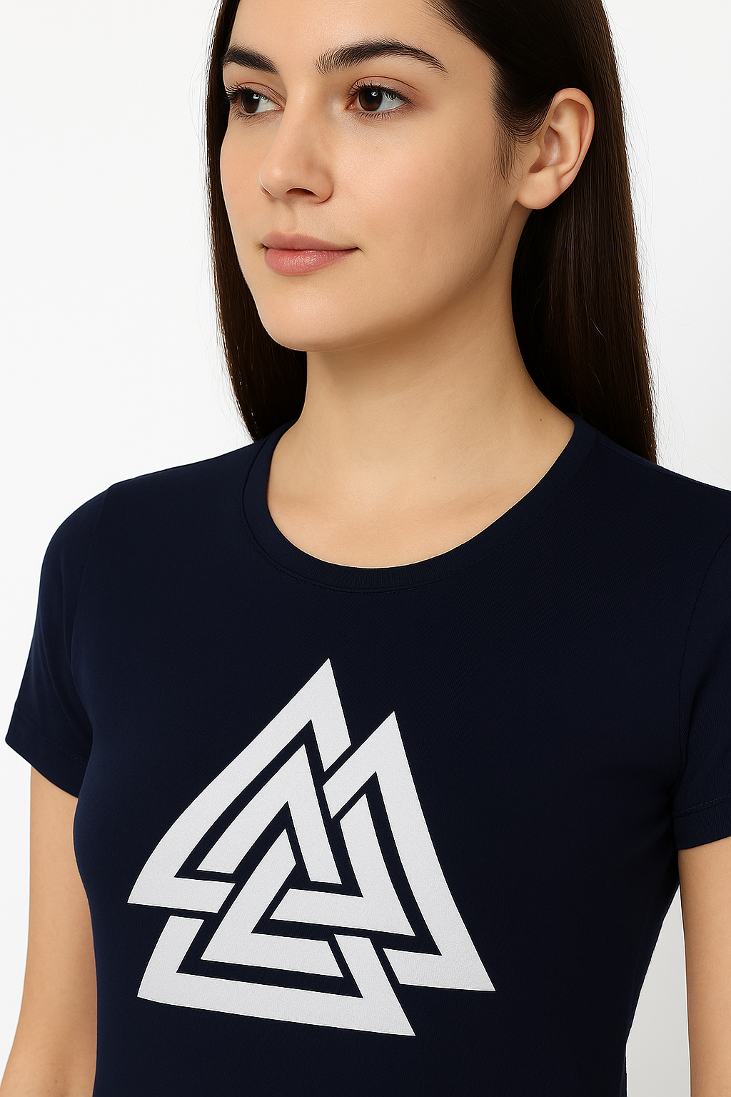 Attitude Start Of Fashion women’s navy blue Triangle graphic T-shirt