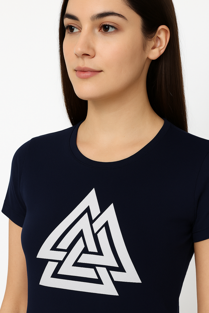 Attitude Start Of Fashion women’s navy blue Triangle graphic T-shirt