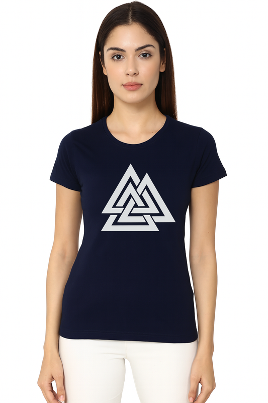 Attitude Start Of Fashion women’s navy blue Triangle graphic T-shirt