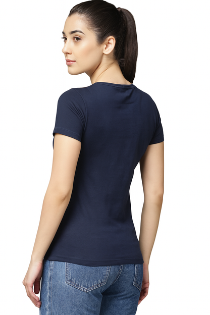 Attitude Start Of Fashion Women’s Navy Blue Graphic T-Shirt