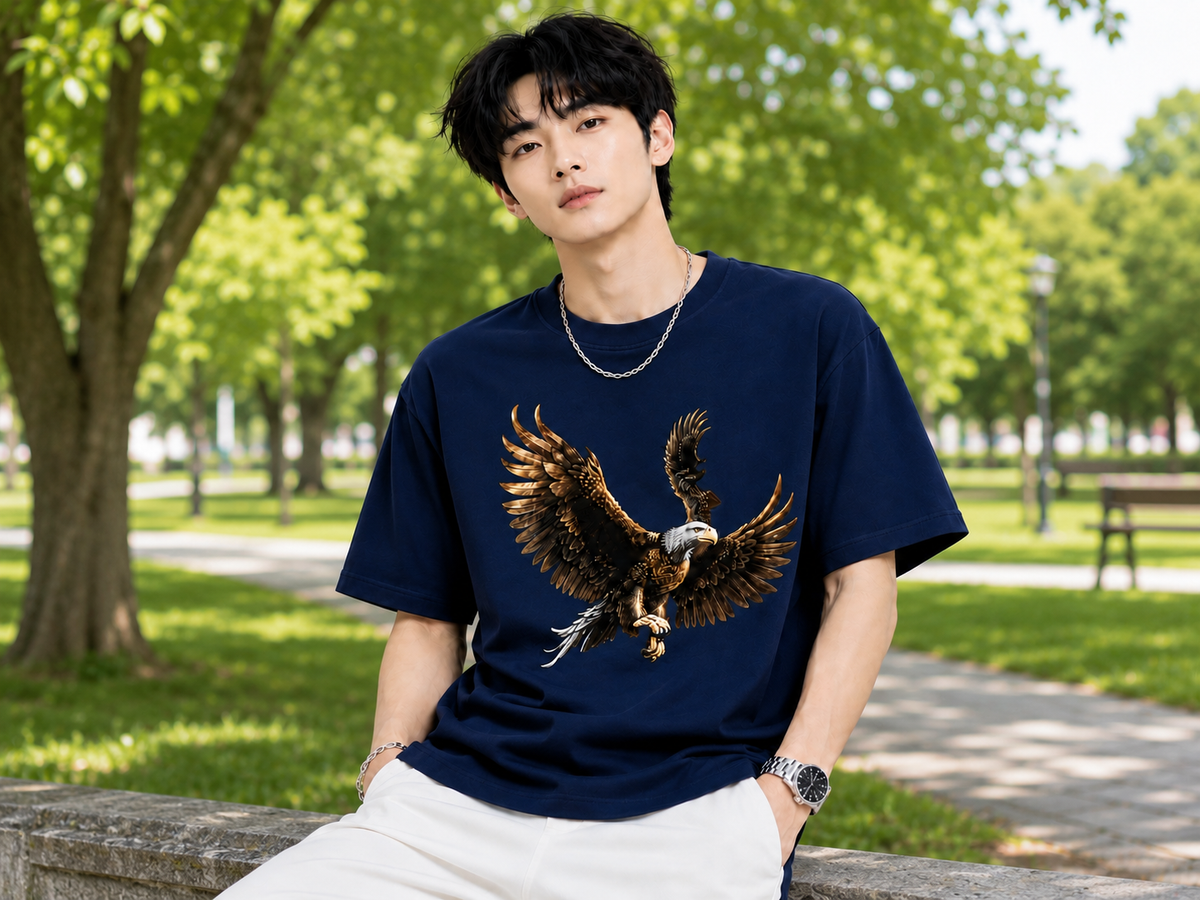 Attitude Eagle Graphic Oversized T-Shirt for Men