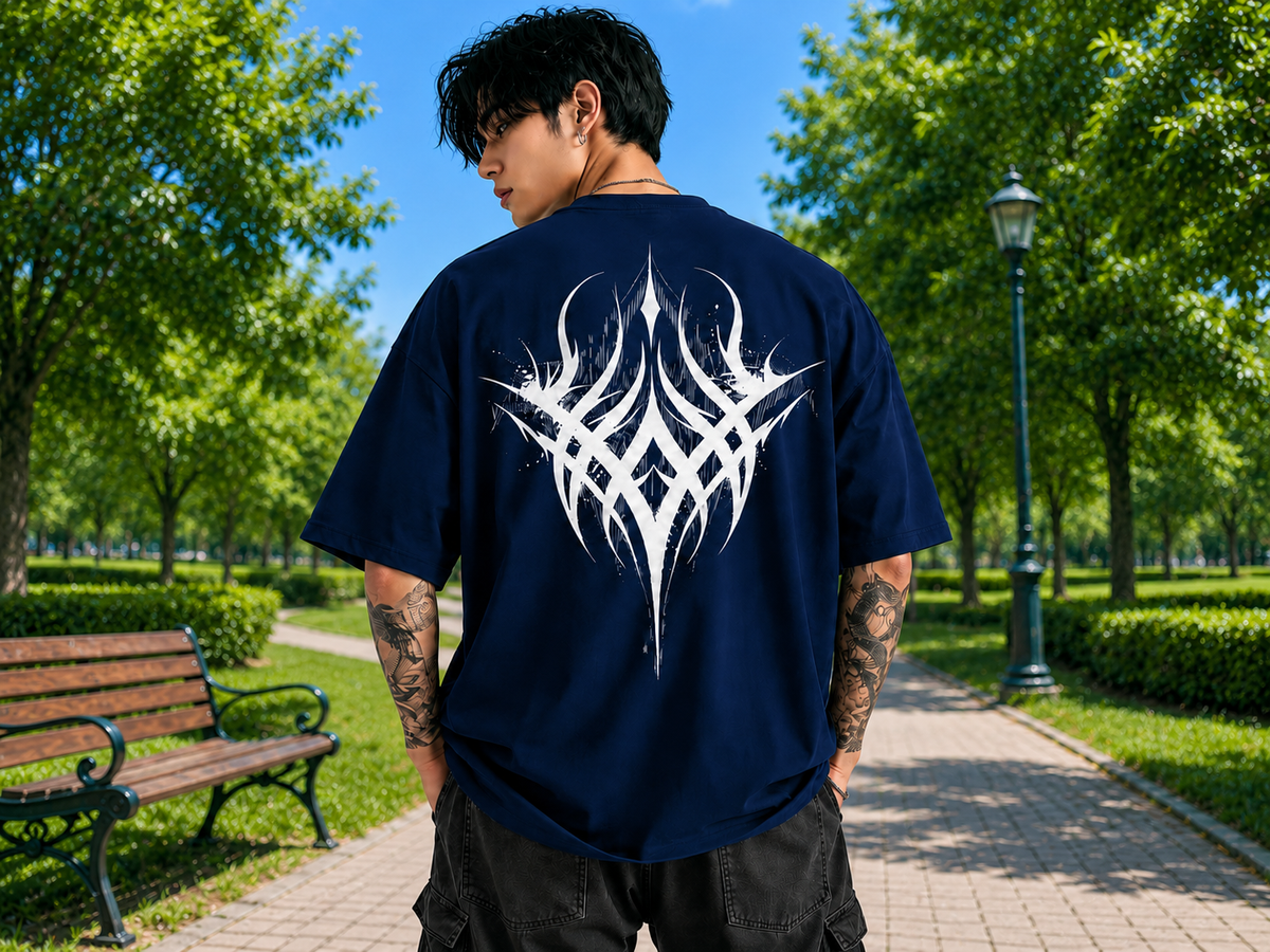 Attitude Men oversized anime gym Printed Crew Neck Oversized Fit Cotton T- Shirt