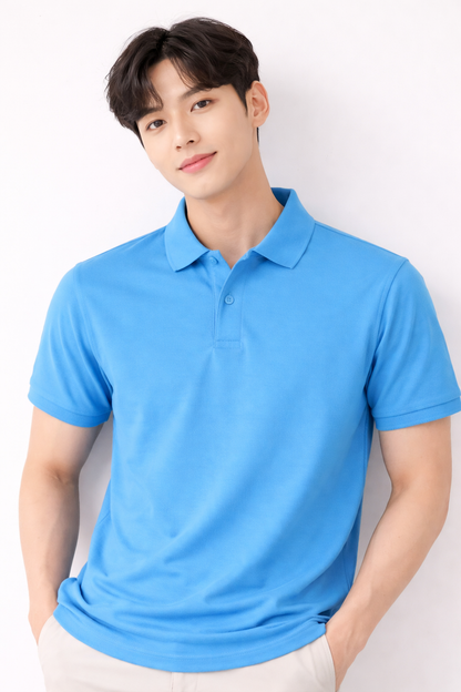 Attitude Start of Fashion Men Solid Blue Polo T-Shirt – Slim Fit Casual Wear