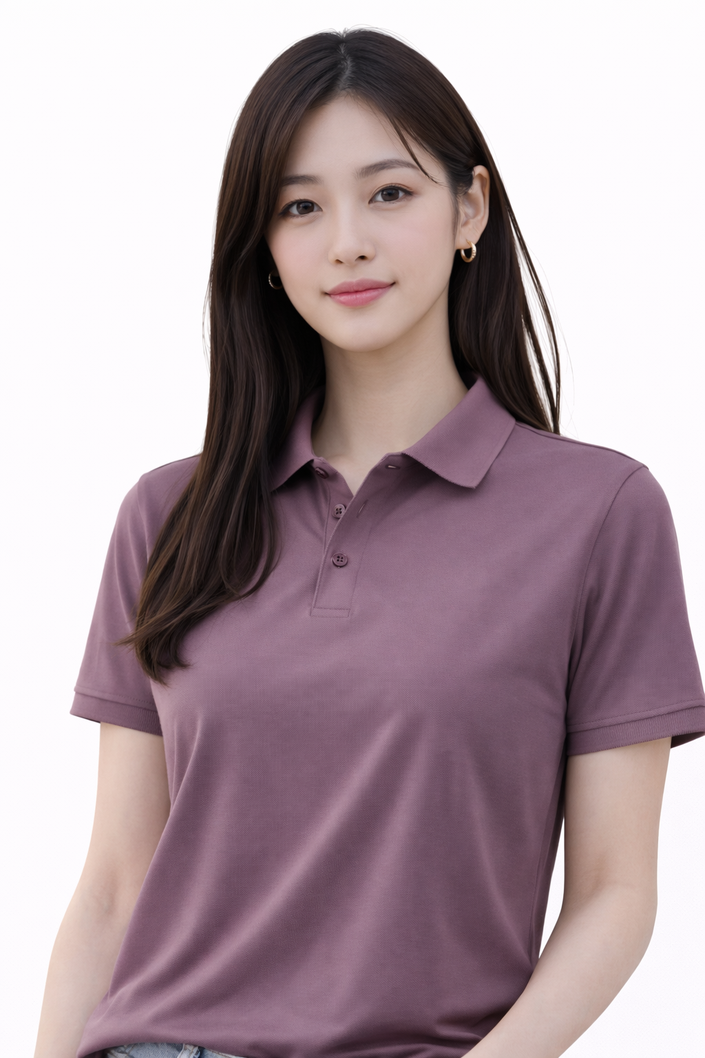 Attitude Start of Fashion Classic Dusty Purple Polo T-Shirt for Women