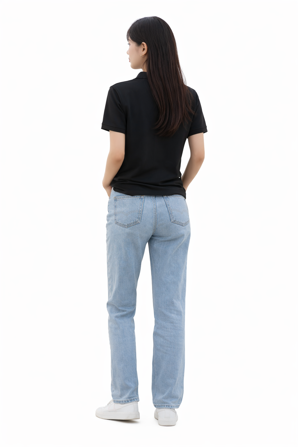 Attitude Start of Fashion Classic Black Polo T-Shirt for Women