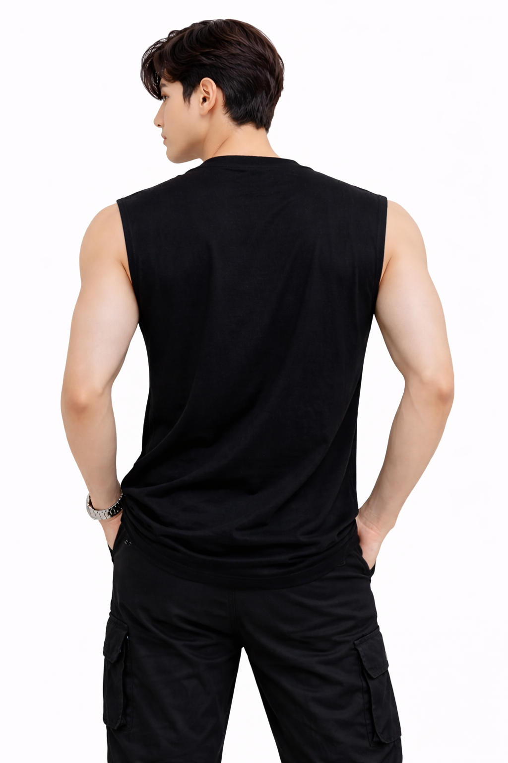Attitude Start of Fashion Men Black Graphic Print Sleeveless Cotton T-Shirt