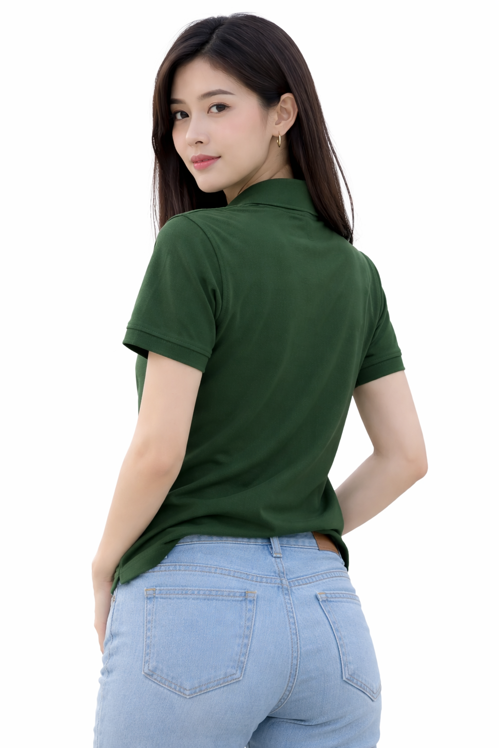Attitude Start of Fashion Classic Green Polo T-Shirt for Women