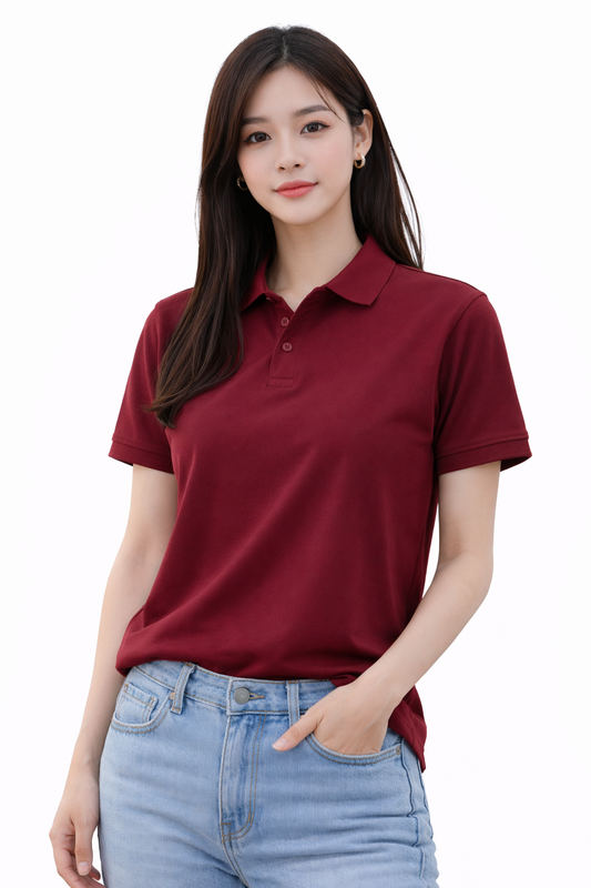 Attitude Start of Fashion Classic Maroon Polo T-Shirt for Women