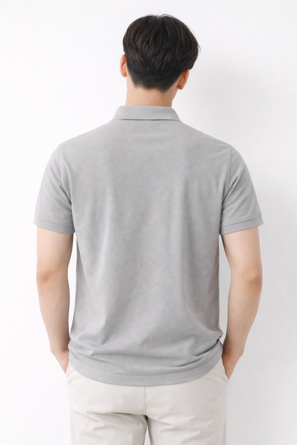 Attitude Start of Fashion Men Solid Grey Polo T-Shirt – Slim Fit Casual Wear