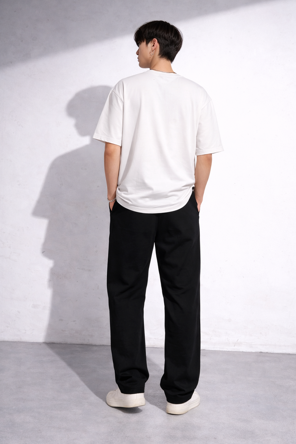 ATTITUDE START OF FASHION Men’s Black Skeleton Print Streetwear Baggy Pants