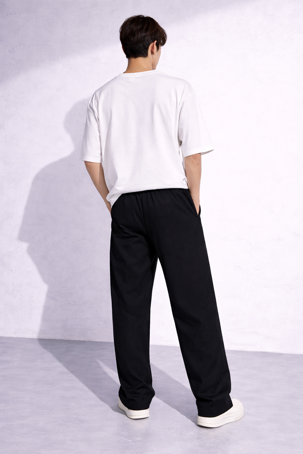 ATTITUDE START OF FASHION Men’s Black Flame Print Relaxed Fit Baggy Pants