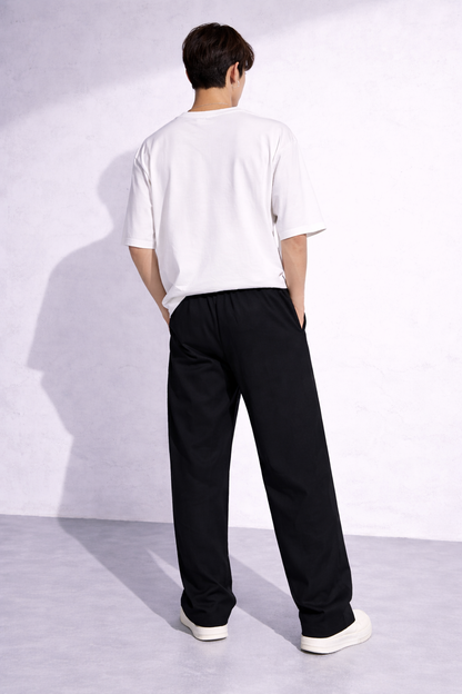 ATTITUDE START OF FASHION Men’s Black Flame Print Relaxed Fit Baggy Pants