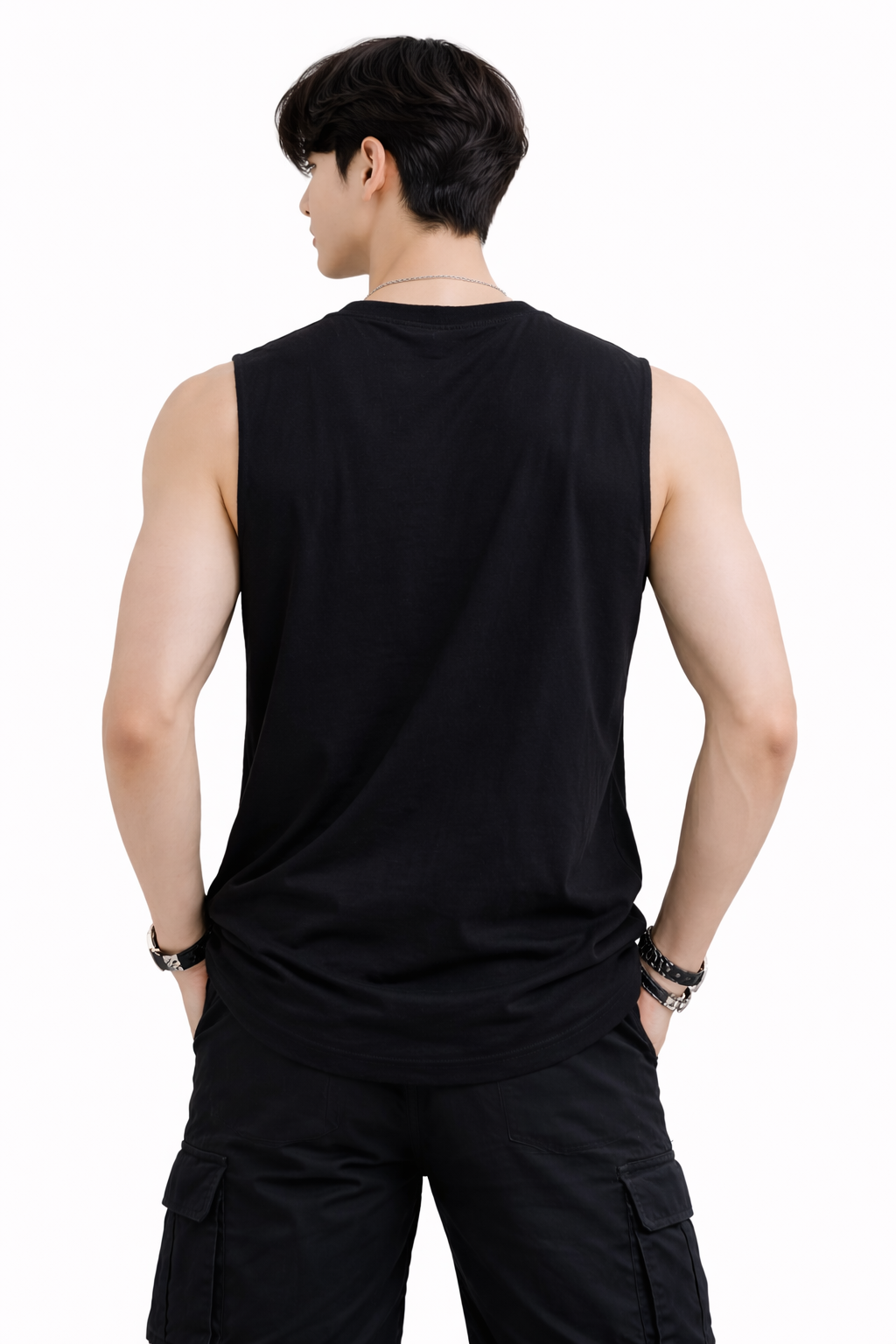 Attitude Start of Fashion Men’s Black Sleeveless T-Shirt with Cat Graphic Print